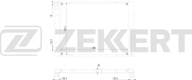 Радиатор охлаждения двигателя Zekkert (алюминий) для BMW 5 V (E60/E61) 2001-2010. Артикул MK-1668