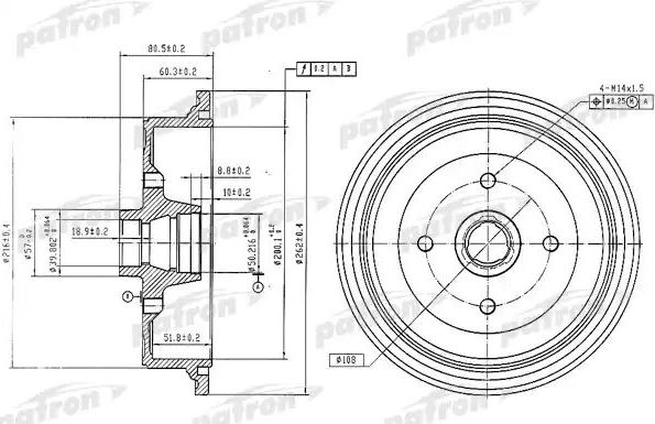 Тормозной барабан Patron. Артикул PDR1198