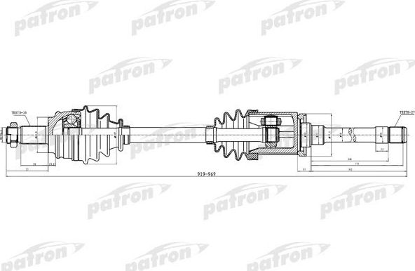 Полуось (привод в сборе, приводной вал) Patron правая для BMW X3 I (E83) 2003-2008. Артикул PDS0380