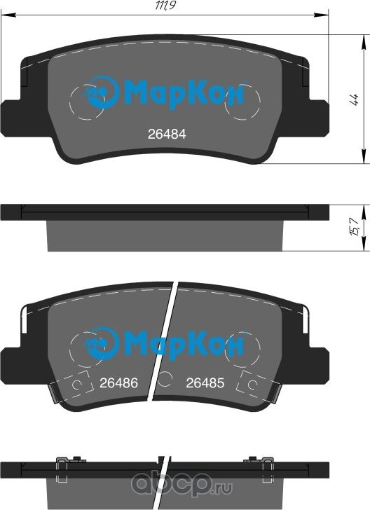 Колодки тормозные HYUNDAI Sonata (19-) задние (4шт.) MARKON. Артикул 506702157