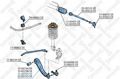 Поперечный рычаг передней подвески Stellox (Листовая сталь). Артикул 57-03759-SX