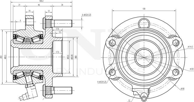 Ступица колеса с интегрированным подшипником (Unio). Артикул HUB-20099