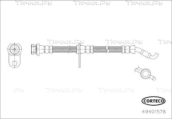 Тормозной шланг Corteco передний для Suzuki Swift III 2005-2011. Артикул 49401578