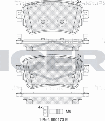 Тормозные колодки Icer задние для Peugeot Expert III 2016-2026. Артикул 182294