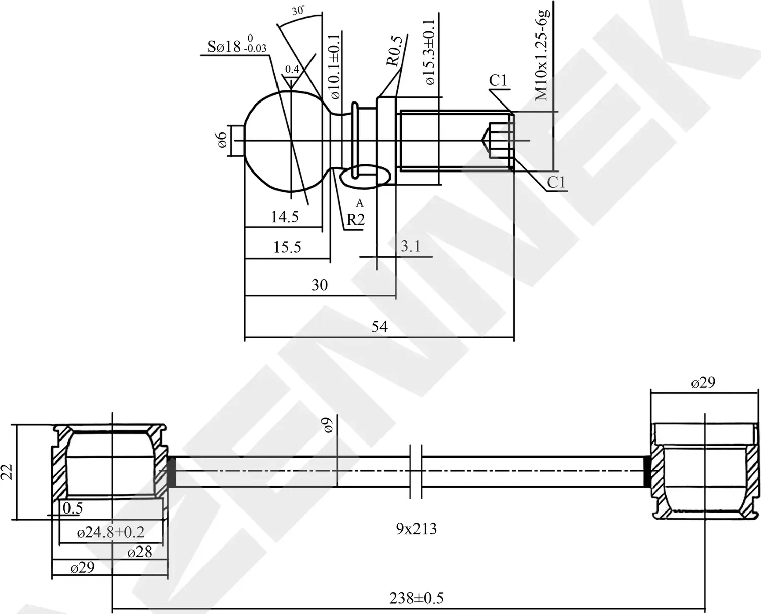 Тяга стабилизатора передняя левая/правая FORD KA 96-08, FOCUS 98-07 (Zennek). Артикул DST0102
