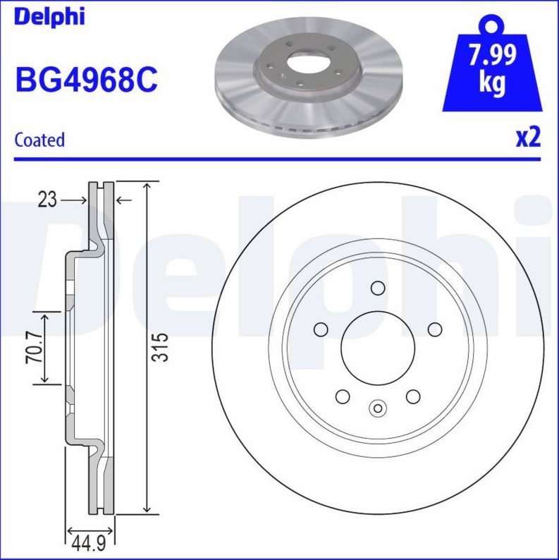 Тормозной диск Delphi. Артикул BG4968C