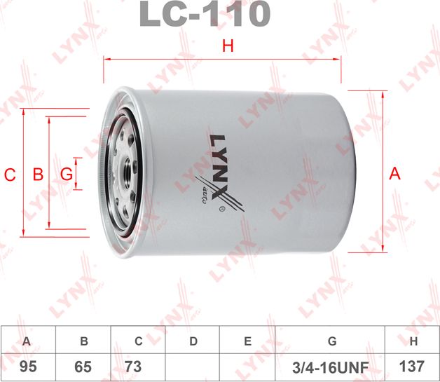 Масляный фильтр LYNXauto. Артикул LC-110