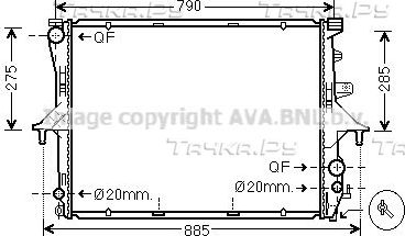 Радиатор охлаждения двигателя AVA для Audi Q7 I (4L) 2006-2015. Артикул VN2198