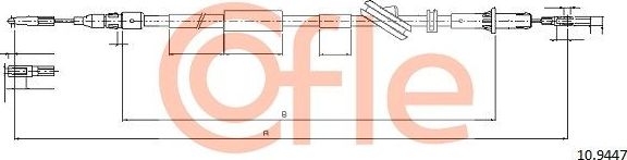 Трос ручника (тросик ручного тормоза) Cofle задний левый для Mercedes-Benz CLS I (C219) 2004-2010. Артикул 92.10.9447