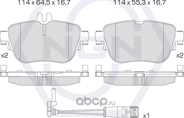 Колодки тормозные дисковые керамические | зад | (NGN). Артикул 3502500