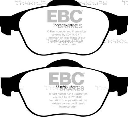 Тормозные колодки EBC Brakes передние для Renault Scenic II 2003-2009. Артикул DP21958