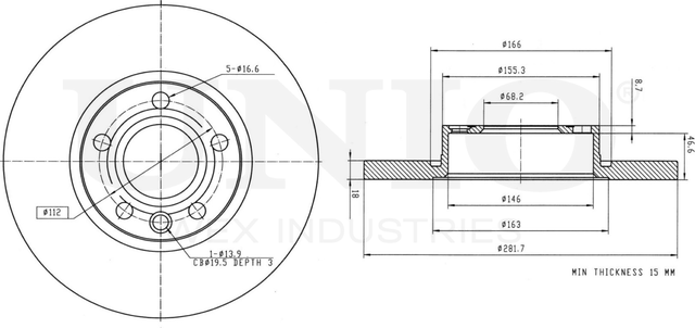 Диск тормозной (Unio). Артикул BRD-20270