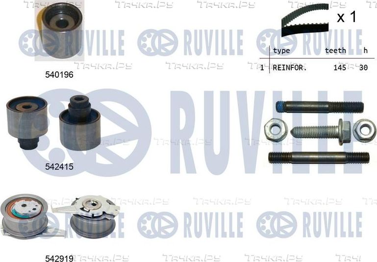 Ремень ГРМ с роликами (комплект) Ruville для SEAT Ibiza V 2017-2026. Артикул 550498
