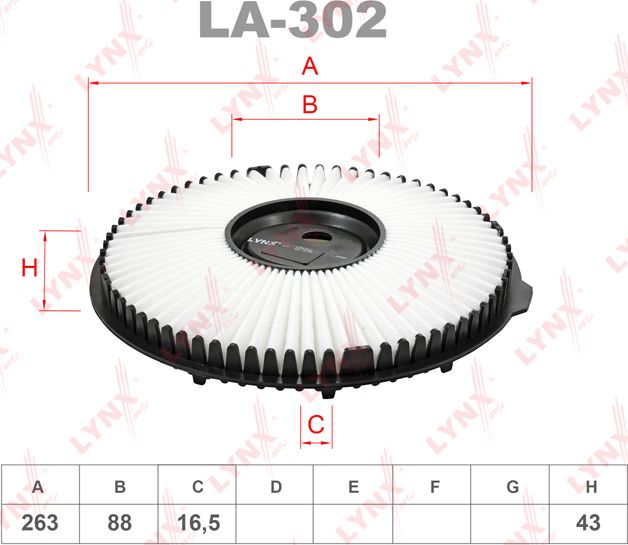 Воздушный фильтр LYNXauto. Артикул LA-302