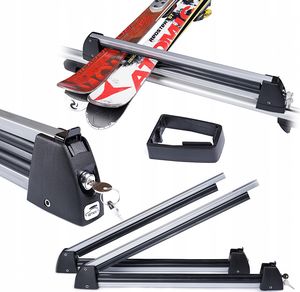Крепление Amos Ski Lock 5 (светлое) для перевозки 5-и пар лыж / 2-х сноубордов на багажнике крыши авто. Артикул SKILOCK5ALU