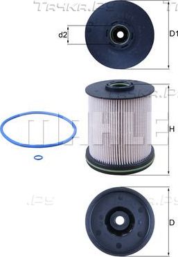 Топливный фильтр Mahle-Knecht. Артикул KX 491/1D