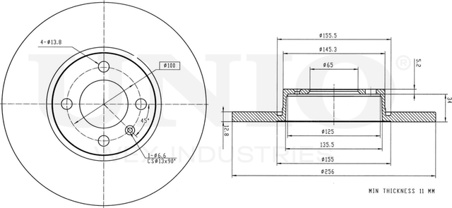 Диск тормозной (Unio). Артикул BRD-20102