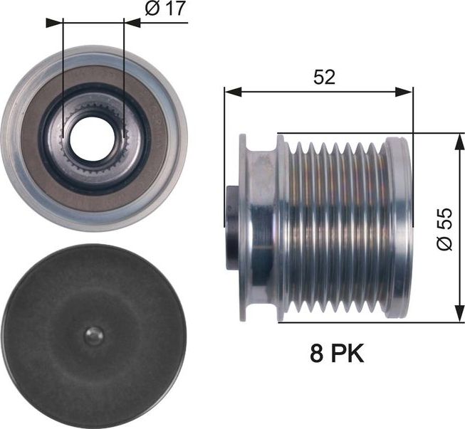 Натяжной ролик (натяжитель) приводного клинового зубчатого ремня Gates DriveAlign®. Артикул T39210