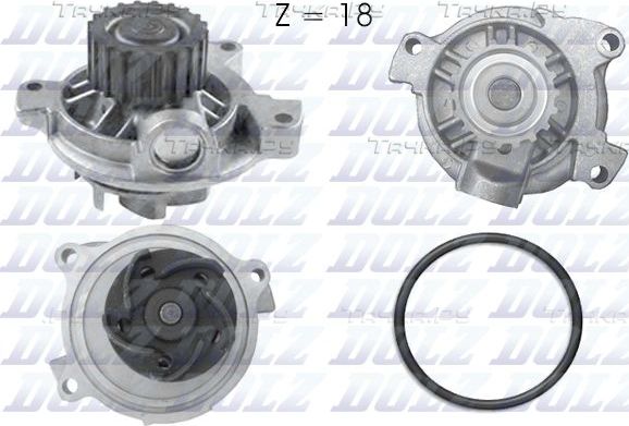 Помпа (водяной насос) Dolz для Volkswagen Transporter T4 1991-2003. Артикул A178