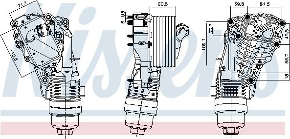 Радиатор масляный (маслоохладитель) для двигателя Nissens (алюминий) для BMW X1 II (F48) 2015-2026. Артикул 91399
