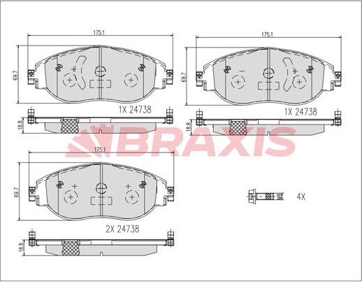 Тормозные колодки Braxis. Артикул AB0615