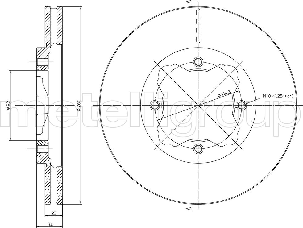 Тормозной диск Metelli. Артикул 23-0360