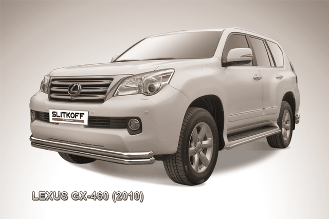 Защита Slitkoff переднего бампера d57/57 двойная для Lexus GX 460 2010-2013. Артикул LGX012