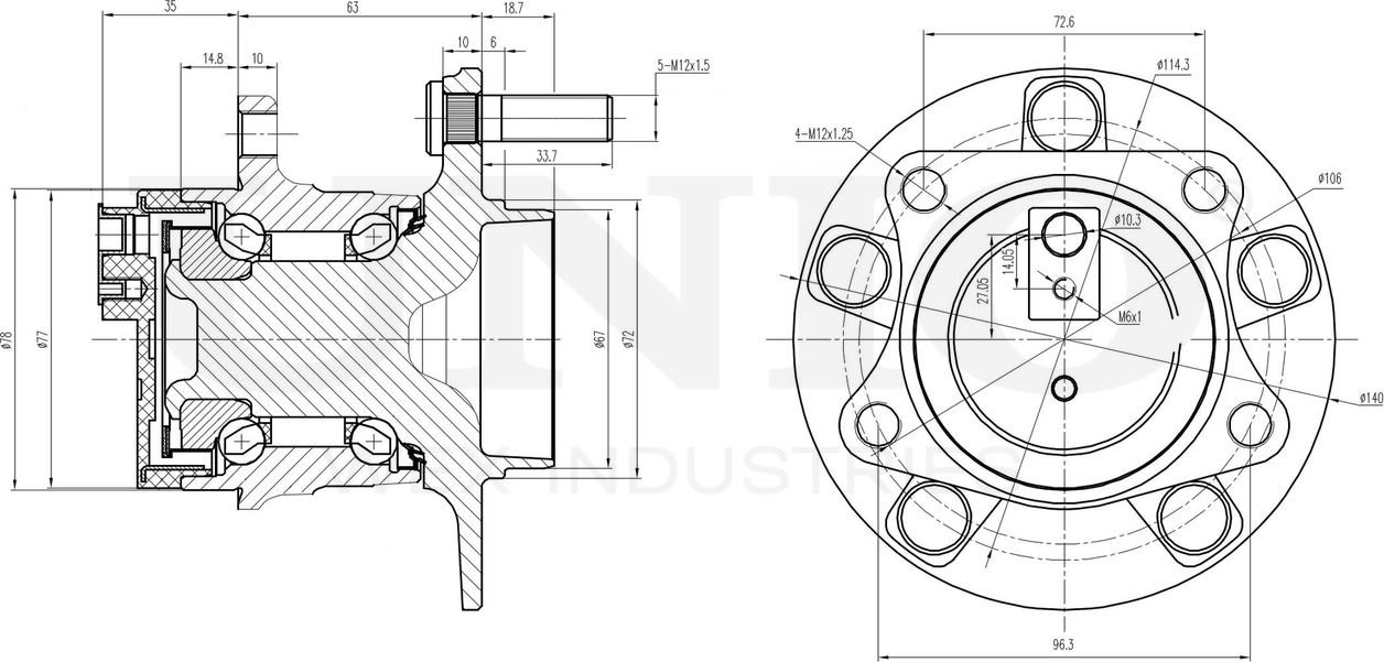 Ступица колеса с интегрированным подшипником (Unio). Артикул HUB-20160