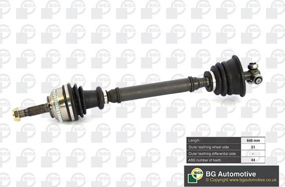 Полуось (привод в сборе, приводной вал) BGA передняя левая для Renault Megane I 1996-2003. Артикул DS7302LA