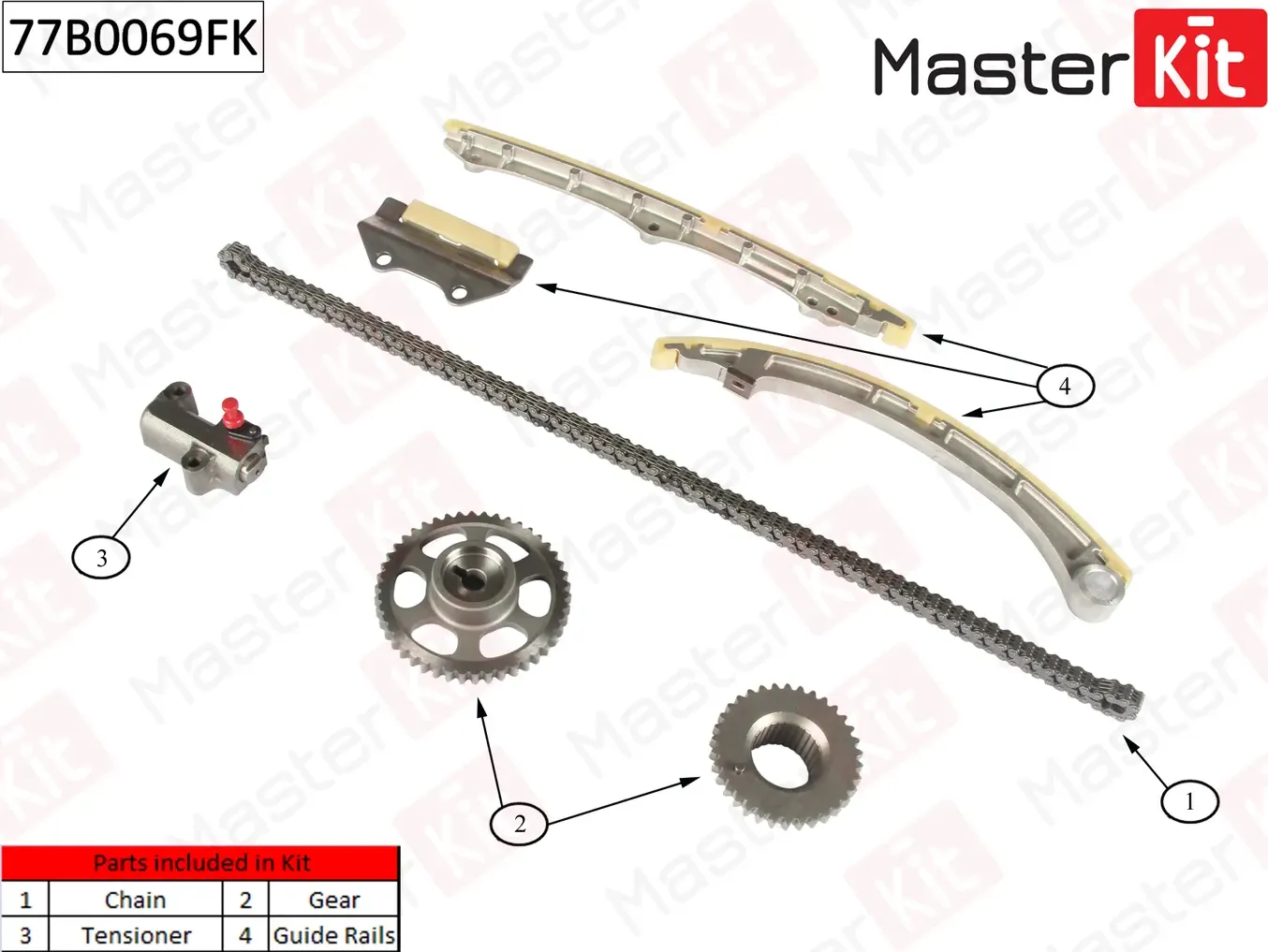77B0069FK Комплект цепи ГРМ Honda Accord VII/CIVIC VII/CR-V K20A 01-08 (Master KIT). Артикул 77b0069fk