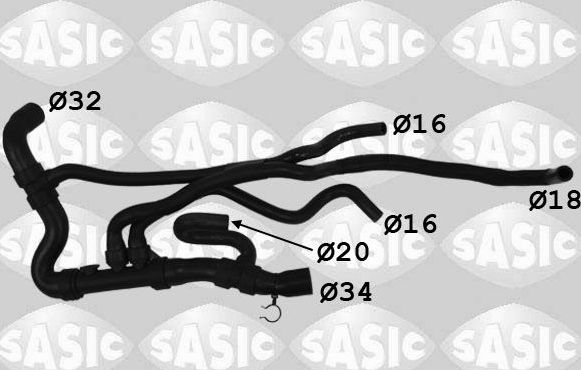 Патрубок радиатора (системы охлаждения) Sasic. Артикул 3404201
