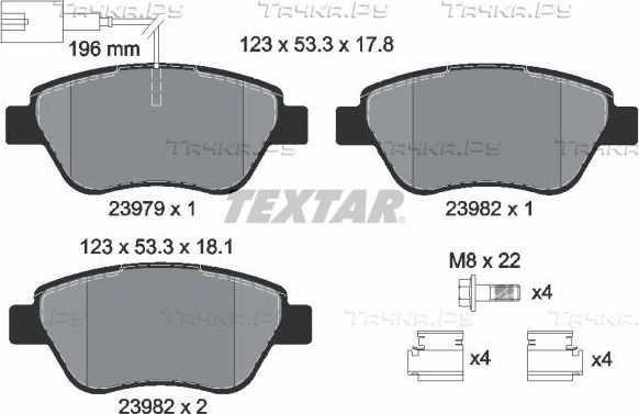 Тормозные колодки Textar Q+ передние для Fiat Grande Punto 2005-2012. Артикул 2397901
