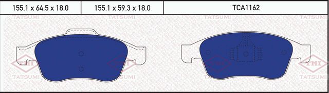 Колодки тормозные передние RENAULT Fluence/Grand Scenic/Megane/Scenic 2010- RENA (Tatsumi). Артикул TCA1162