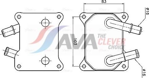 Радиатор масляный (маслоохладитель) для двигателя AVA (алюминий) для Ford S-MAX I 2006-2014. Артикул FD3699