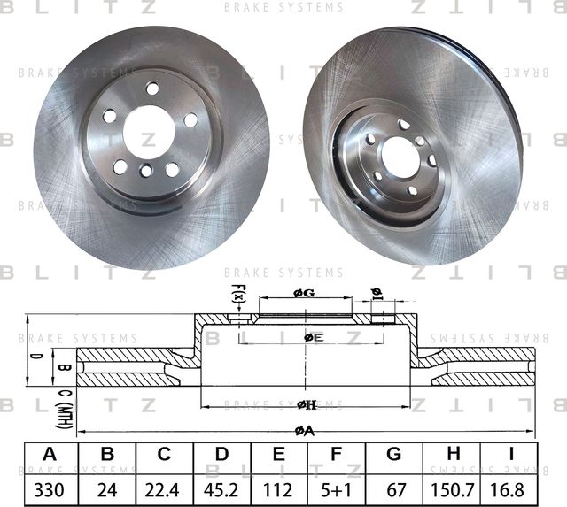 Диск тормозной (Blitz). Артикул BS0697