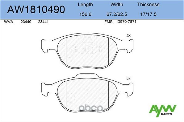 Колодки тормозные передние FORD Tourneo Connect 1.8-1.8D 02> / Transit Connect (Aywiparts). Артикул AW1810490