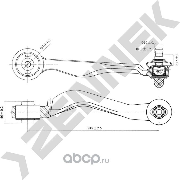 Рычаг передний верхний задний правый AUDI A4-A8 95 (Zennek). Артикул DCA0106