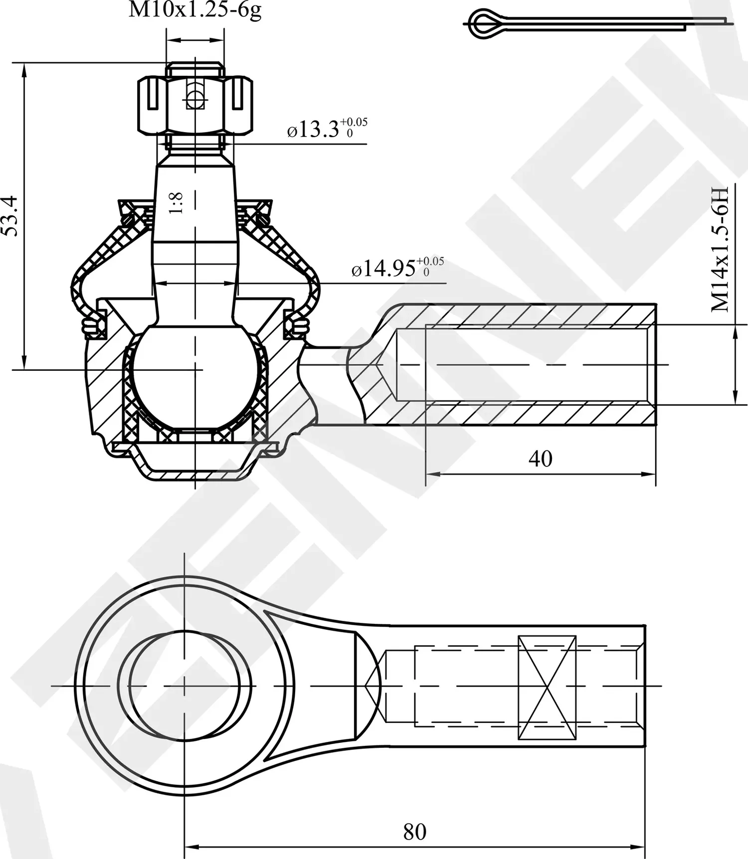 Наконечник рулевой MITSUBISHI ASX 09>, OUTLANDER 05-12 (Zennek). Артикул DTE0086