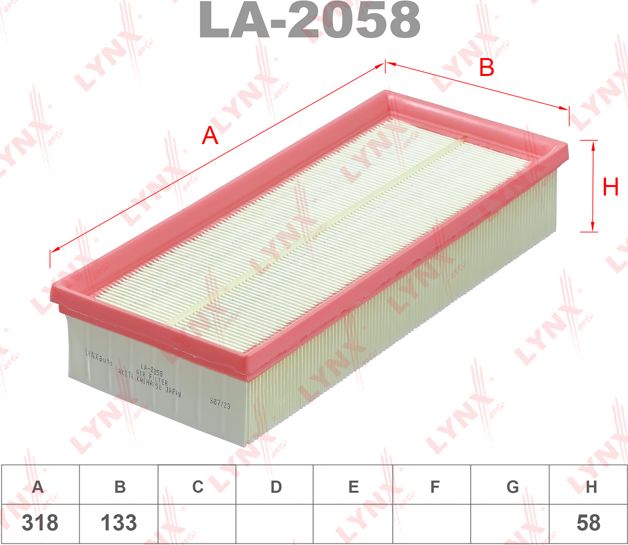 Воздушный фильтр LYNXauto. Артикул LA-2058