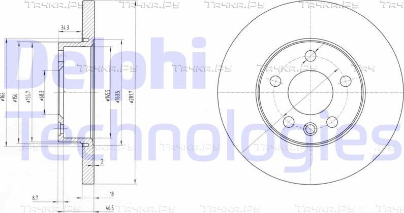 Тормозной диск Delphi. Артикул BG3415