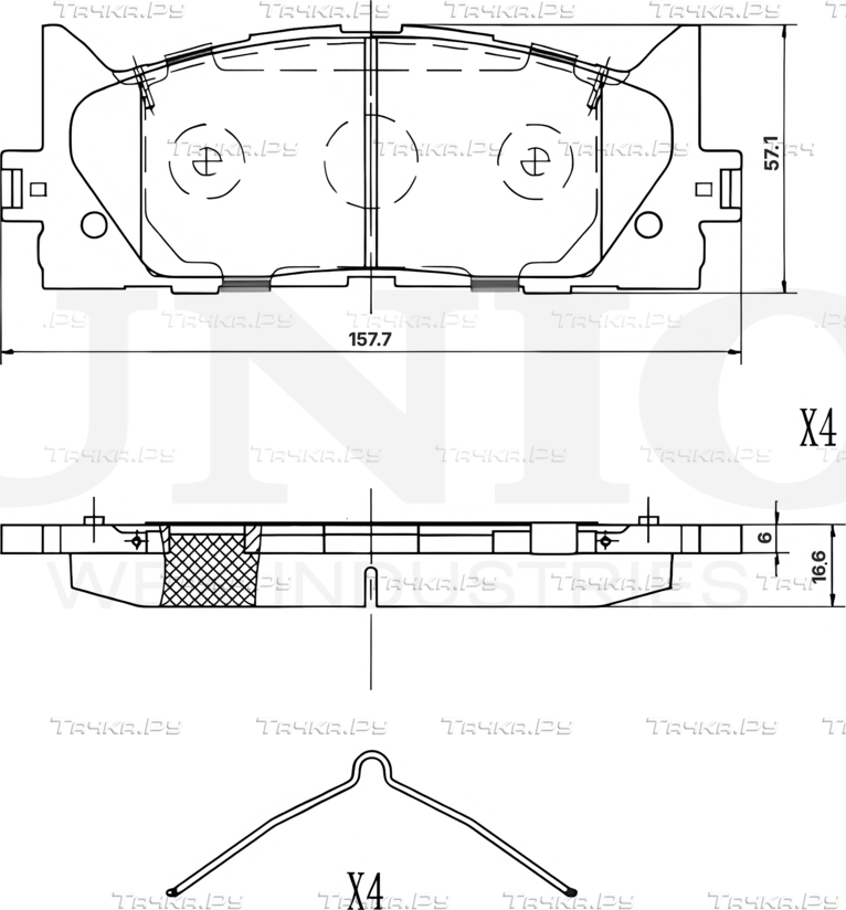 Колодки тормозные дисковые, комплект (Unio). Артикул BRP-20394