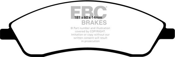 Тормозные колодки EBC Brakes передние для Cadillac CTS I 2005-2007. Артикул DP41692R