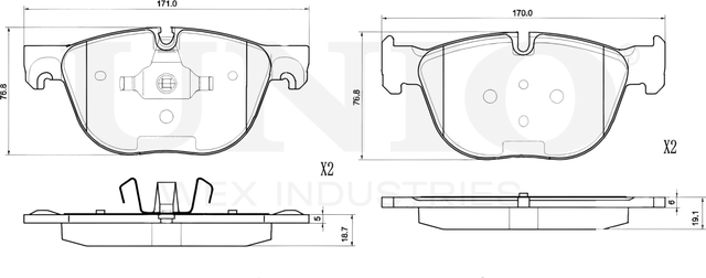 Колодки тормозные дисковые, комплект (Unio). Артикул BRP-20283