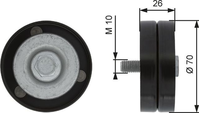 Направляющий (ведущий) ролик приводного поликлинового ремня Gates DriveAlign® для Jeep Cherokee III (KJ) 2001-2008. Артикул T36363