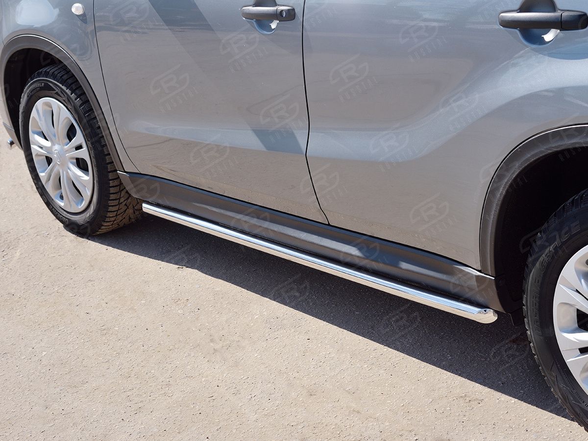 Защита порогов RusStal труба d42 (вариант 1) для Suzuk Vitara IV 2015-2026. Артикул SVT-0026421