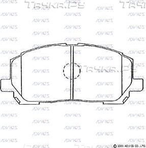 Тормозные колодки Advics передние для Toyota Highlander I (U20) 2000-2010. Артикул SN884