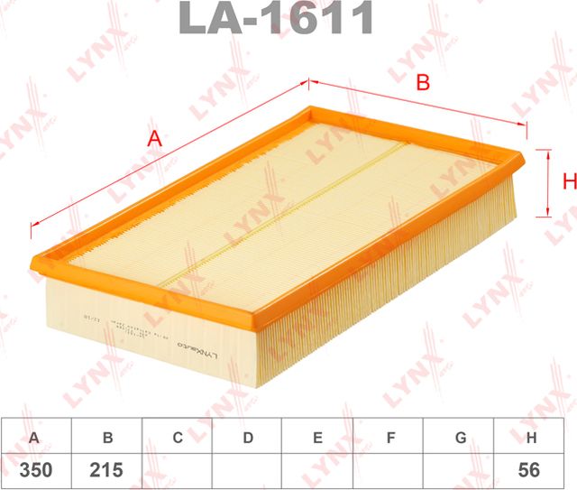Воздушный фильтр LYNXauto. Артикул LA-1611