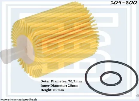 109-800_STARKE_Фильтр масляный TOYOTA AVENSIS (T25/T27) Starke. Артикул 109800
