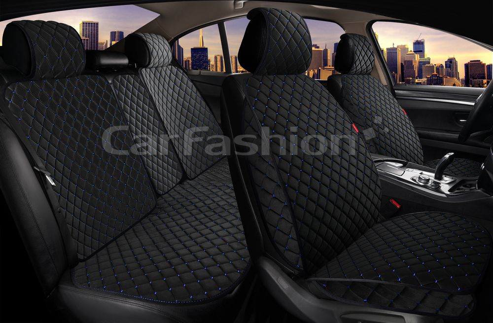 Накидки универсальные CarFashion Sokol Front на передние сидения авто, цвет Черный/Черный/Синий. Артикул 22733