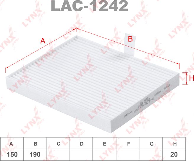 Салонный фильтр LYNXauto. Артикул LAC-1242